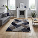 Elegant Grey & Navy Geometric Shaggy Rug – Plush Texture Modern Design – Multiple Sizes