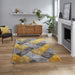 Striking Grey & Yellow Geometric Shaggy Rug – Soft Plush Texture – Multiple Sizes