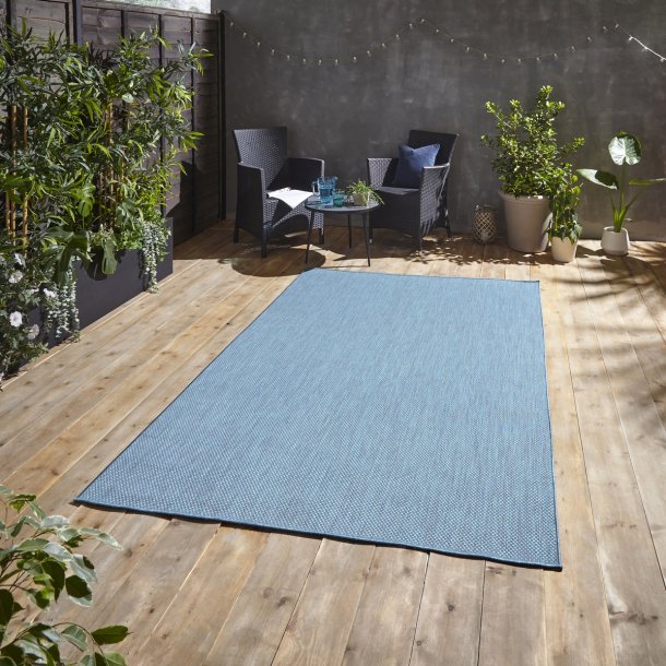 Durable Blue Outdoor & Indoor Flatweave Rug – Modern Design – Multiple Sizes