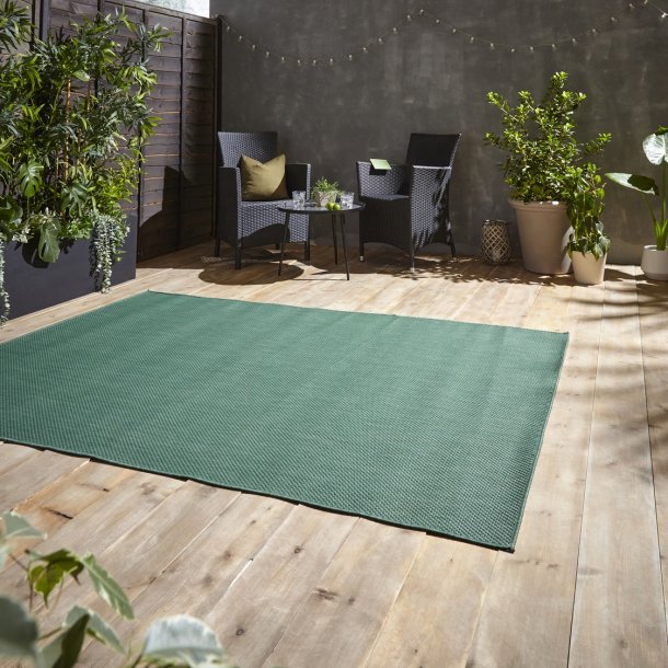 Rich Dark Green Outdoor & Indoor Flatweave Rug – Weather-Resistant – Multiple Sizes