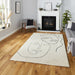 Contemporary Cream & Grey Abstract Face Line Art Rug – Modern Artistic Design – Multiple Sizes