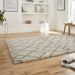 Elegant Cream & Grey Diamond Geometric Shaggy Rug – Soft Polypropylene Blend – Multiple Sizes