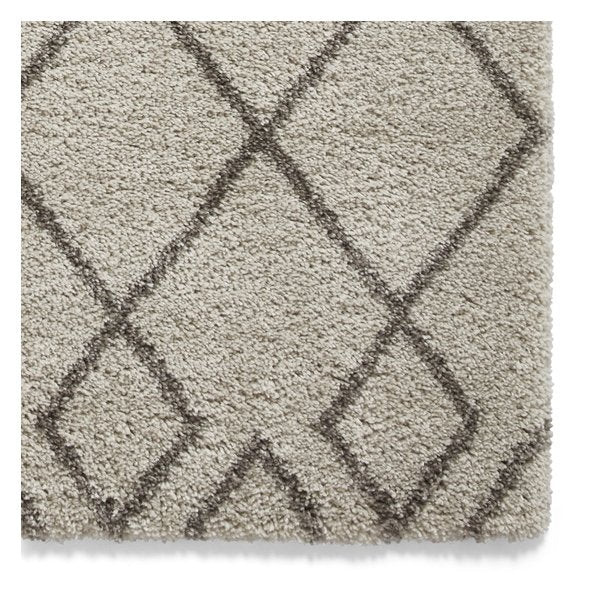 Elegant Cream & Grey Diamond Geometric Shaggy Rug – Soft Polypropylene Blend – Multiple Sizes