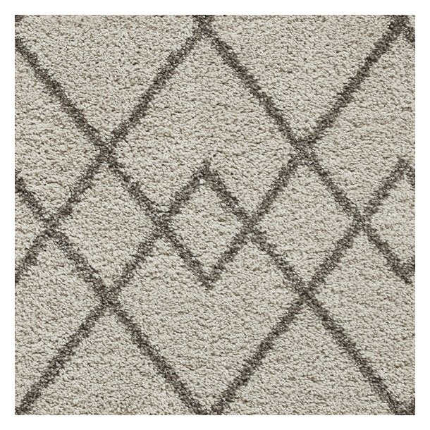 Elegant Cream & Grey Diamond Geometric Shaggy Rug – Soft Polypropylene Blend – Multiple Sizes