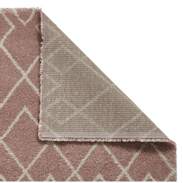 Luxurious Soft Rose Diamond Pattern Shag Rug – Geometric Design – Multiple Sizes