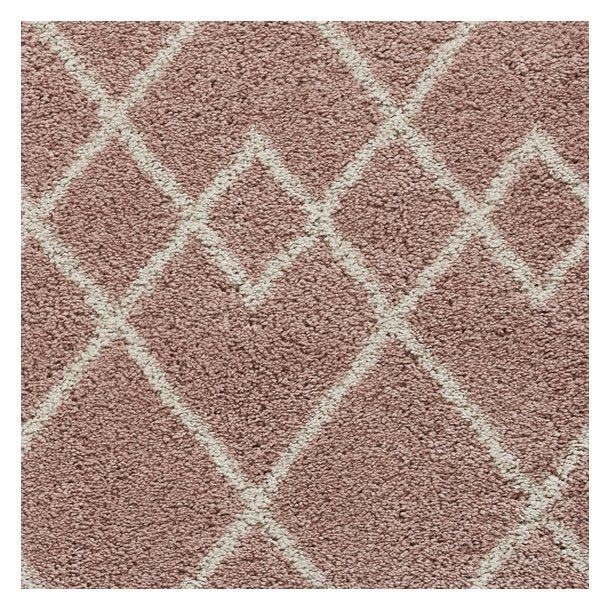 Luxurious Soft Rose Diamond Pattern Shag Rug – Geometric Design – Multiple Sizes