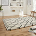 Contemporary White & Black Geometric Shag Rug – Luxurious Plush Texture – Multiple Sizes