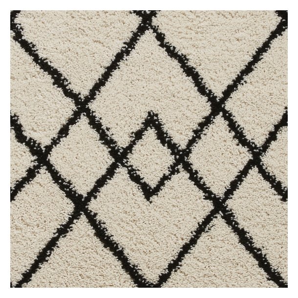 Contemporary White & Black Geometric Shag Rug – Luxurious Plush Texture – Multiple Sizes