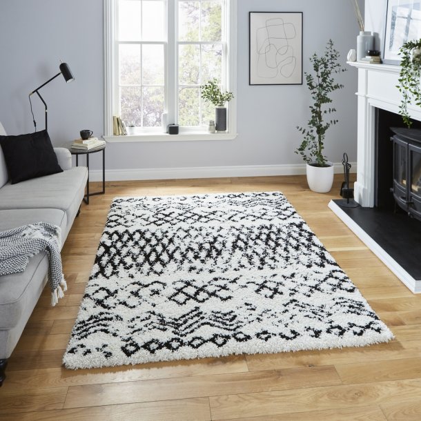 Bohemian Scandi White & Black Indoor Rug