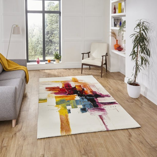 Vibrant Multicolored Abstract Design Rug – Modern Art-Inspired – Multiple Sizes