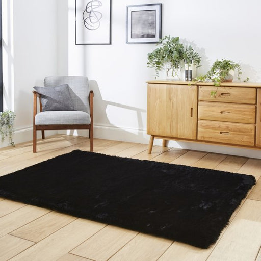 Luxurious Black High-Pile Plush Shaggy Rug for Elegant Comfort – Multiple Sizes