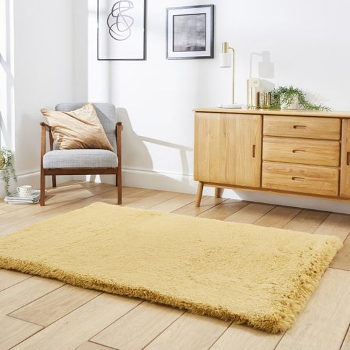 Striking Mustard Yellow Plush High-Pile Shaggy Rug – Multiple Sizes