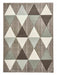 Stylish Beige & Green Geometric Triangle Pattern Rug – Multi-Texture Modern Design – Multiple Sizes