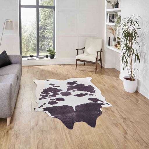 Classic Black & White Faux Cowhide Rug – Animal Print Design – Multiple Sizes