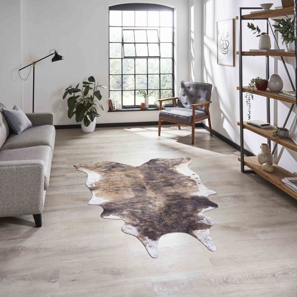 Faux Cow Print Brown & White Indoor Rug