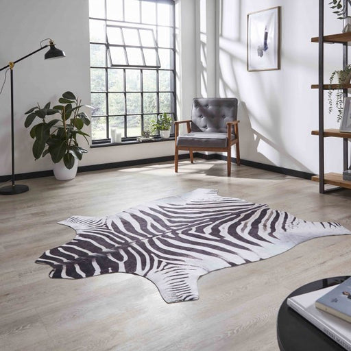  Stylish Zebra Print Cowhide-Style Rug – Black and White Animal Pattern – Multiple Sizes