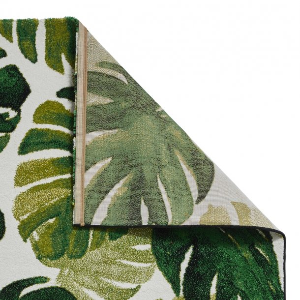 Elegant Green Tropical Leaf Area Rug - Vibrant Botanical Design - Multiple Sizes