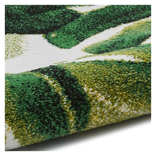 Elegant Green Tropical Leaf Area Rug - Vibrant Botanical Design - Multiple Sizes