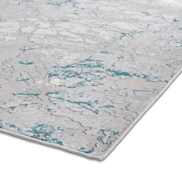 Elegant Grey & Green Wool Area Rug – Abstract Textured Design - Multiple Sizes