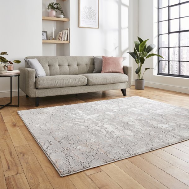 Luxurious Grey & Rose Wool Area Rug with Textured Pattern – Multiple Sizes Available