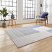 Contemporary Grey & Navy Wool Area Rug with Geometric Stripe Design – Multiple Sizes Available