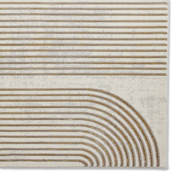 Contemporary Grey & Gold Wool Area Rug with Sculpted Line Design – Multiple Sizes