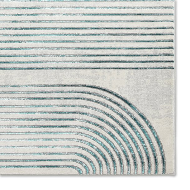 Contemporary Grey & Green Wool Rug with Bold Line Design – Multiple Sizes