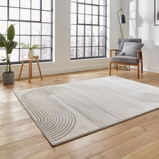  Modern Grey & Ivory Wool Area Rug with Geometric Loop Design – Multiple Sizes Available