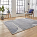 Modern Grey & Navy Wool Area Rug with Abstract Line Design – Multiple Sizes Available