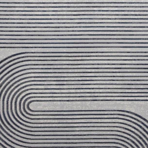 Modern Grey & Navy Wool Area Rug with Abstract Line Design – Multiple Sizes Available