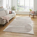 Elegant Grey & Rose Wool Area Rug with Modern Curved Line Design – Multiple Sizes