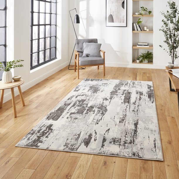 Contemporary Grey & Green Abstract Wool Area Rug with Distressed Design – Multiple Sizes Available