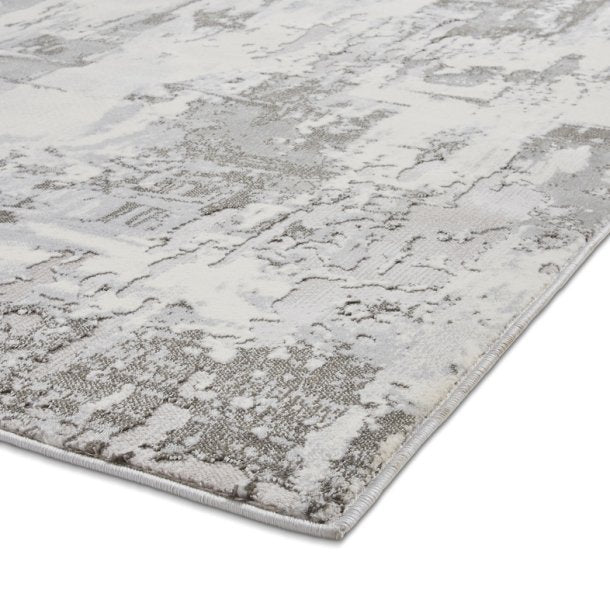 Contemporary Grey & Green Abstract Wool Area Rug with Distressed Design – Multiple Sizes Available