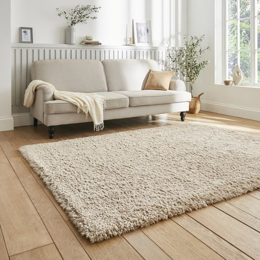 Luxurious Beige Shaggy Area Rug - Soft Plush Texture - Multiple Sizes