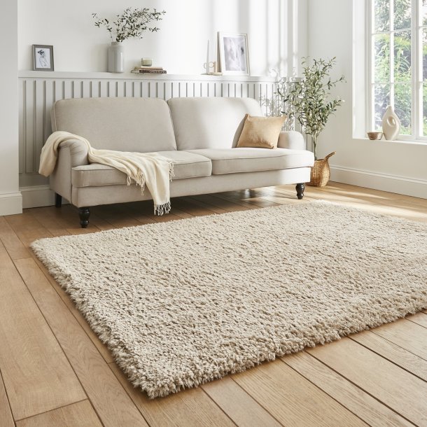 Beige Textured Shaggy Indoor Rug