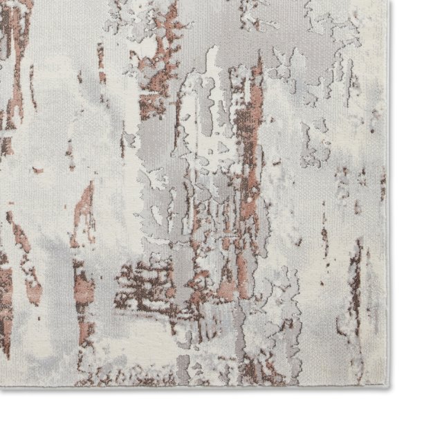 Modern Abstract Grey & Rose Area Rug - 100% Wool - Multiple Sizes