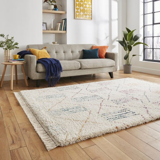 Vibrant Multicolored Diamond Pattern Area Rug with Tassel Fringe – Multiple Sizes