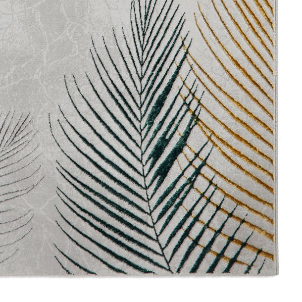 Elegant Grey & Multi Leaf Design Rug – Modern Tropical Look – Multiple Sizes