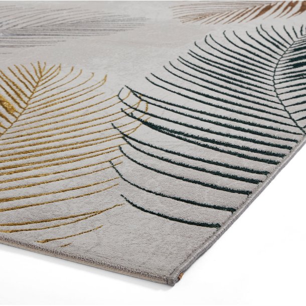 Elegant Grey & Multi Leaf Design Rug – Modern Tropical Look – Multiple Sizes