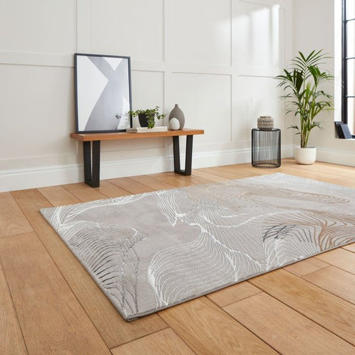 Elegant Grey & Ivory Abstract Swirl Area Rug – Modern Design – Multiple Sizes