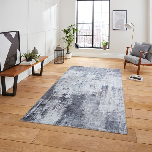 Modern Distressed Grey Abstract Pattern Rug – Sleek Design for Living Spaces – Multiple Sizes