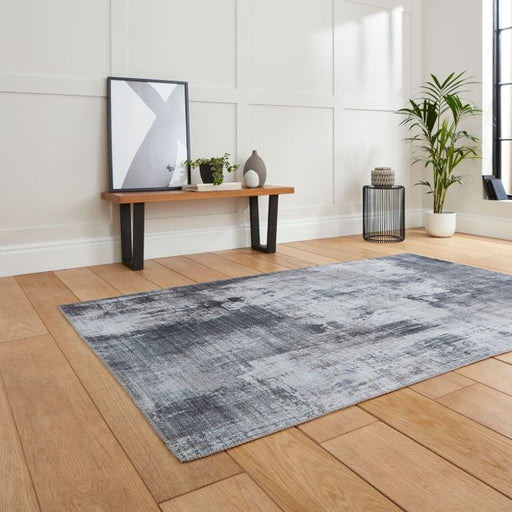 Modern Distressed Grey Abstract Pattern Rug – Sleek Design for Living Spaces – Multiple Sizes