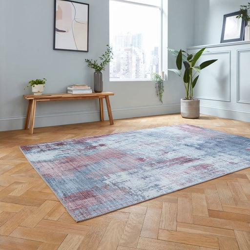 Elegant Grey & Rose Abstract Distressed Rug – Contemporary Design for Living Spaces – Multiple Sizes