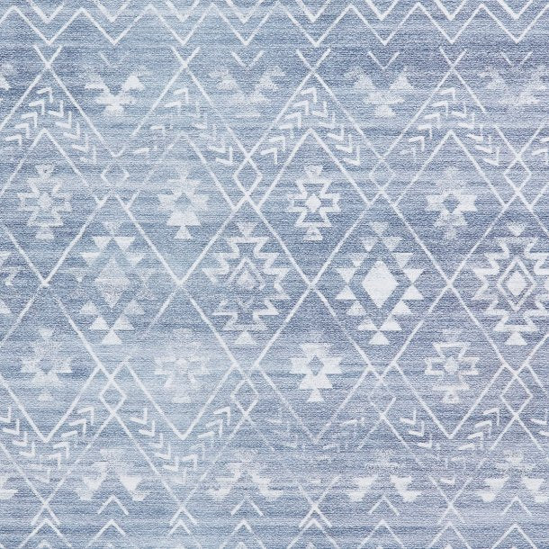 Elegant Blue & Grey Geometric Pattern Area Rug – Bohemian Inspired Design – Multiple Sizes