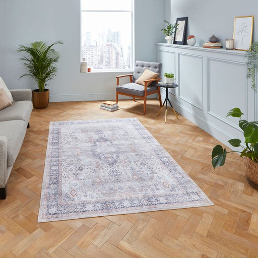 Vintage Beige Distressed Area Rug – Elegant Medallion Design – Multiple Sizes