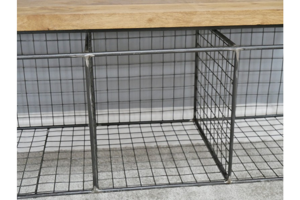 Modern Steel & Wood Shoe Rack Hallway Bench