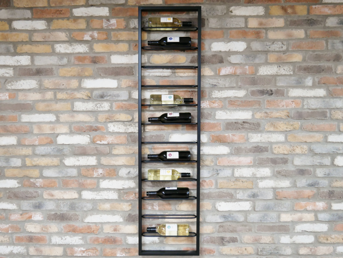 Wall Wine Rack, 12 Bottle Wine Storage, Black Metal, Rectangular Wall Bottle Holder