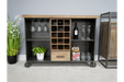 Retro Style Wine Cabinet, Drinks Cabinet, Wood Shelve, Black Metal, Wheels