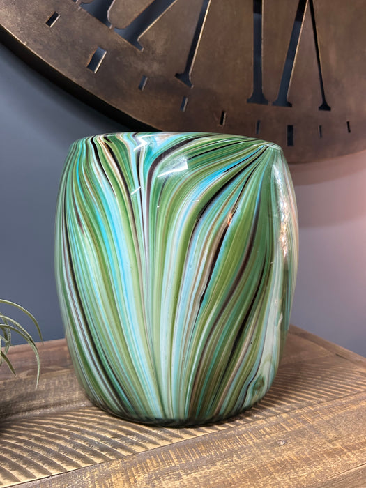 Kira Vase, Green, Glass, Wide