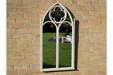 Indoor / Outdoor Aged White Metal Gothic Garden Mirror - 103 x 54 cm - Decor Interiors